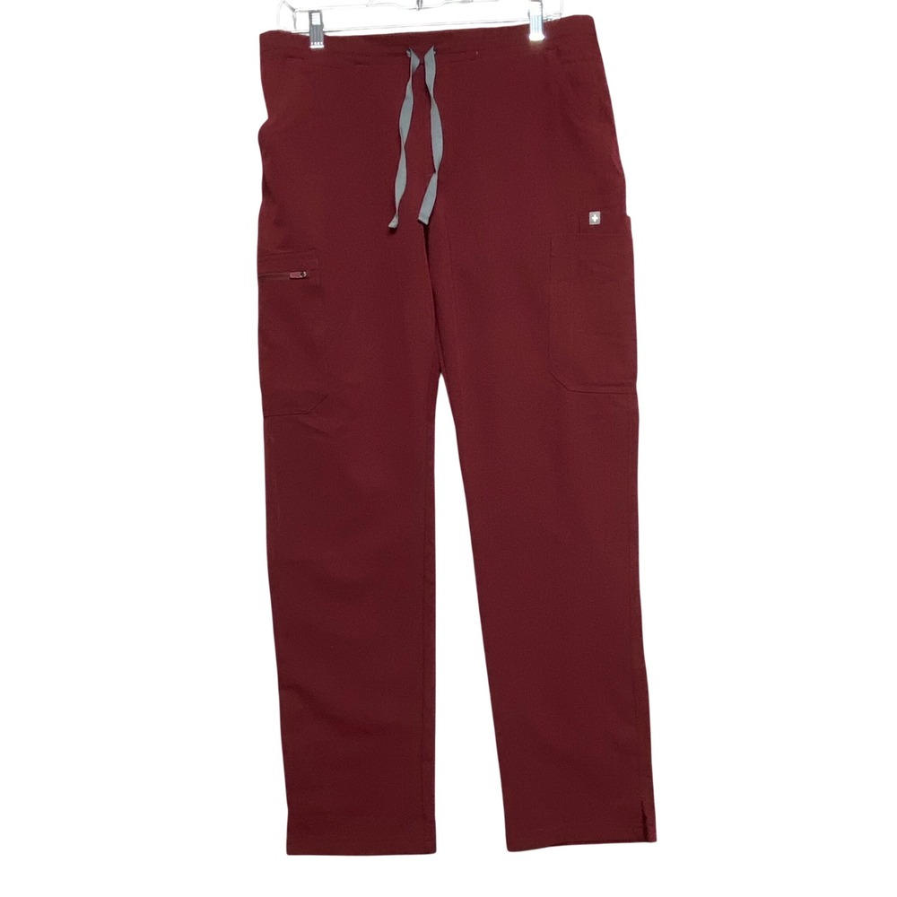 FIGS Livingston Scrub Pants Maroon Burgundy Straight Leg Cargo Womens Medium M